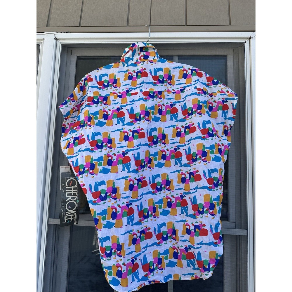 Vintage 90s Cherokee Cotton Causal Button-Up Shirt Small NWT - Picture 2 of 4